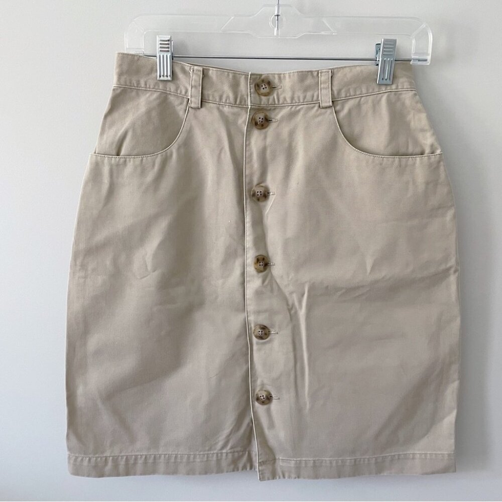 Vintage Gap Khaki High Rise Button Front Skirt, US 8
